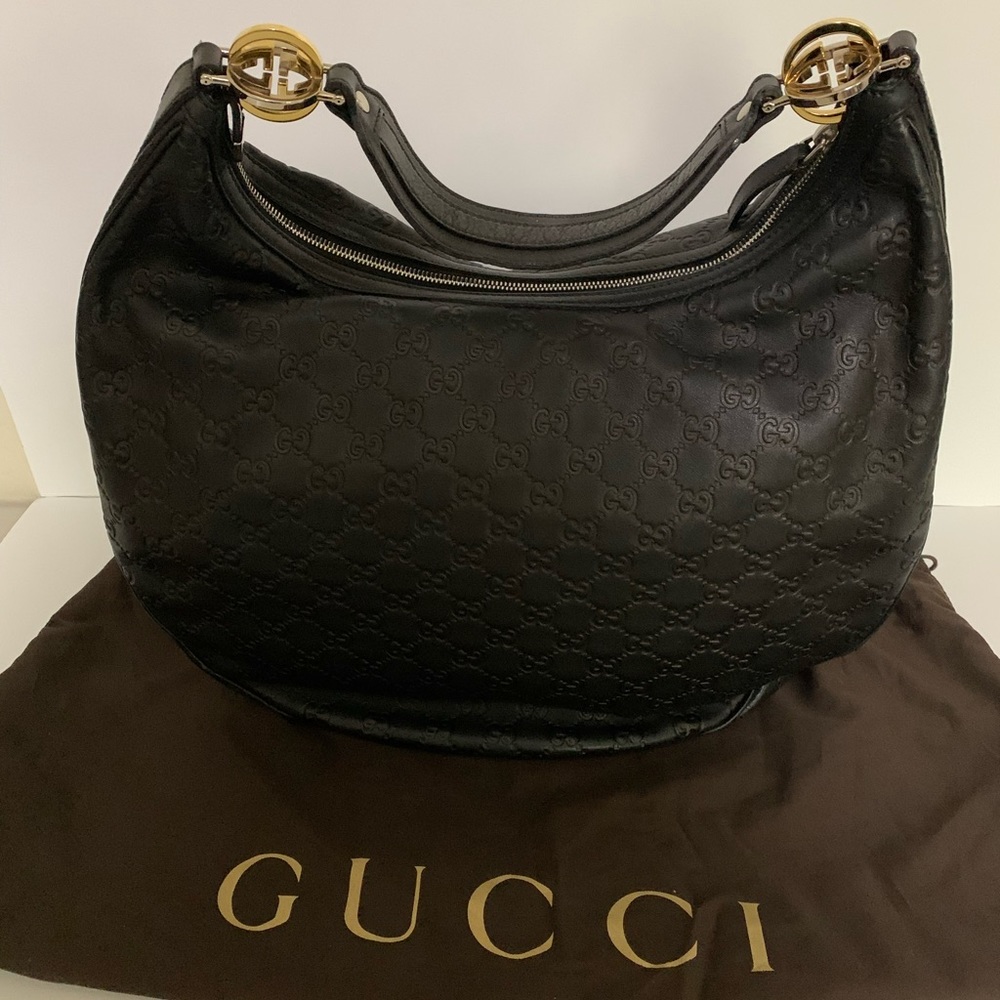 GUCCI Black ssima Leather Large GG Twins Hobo
Stylish handbag